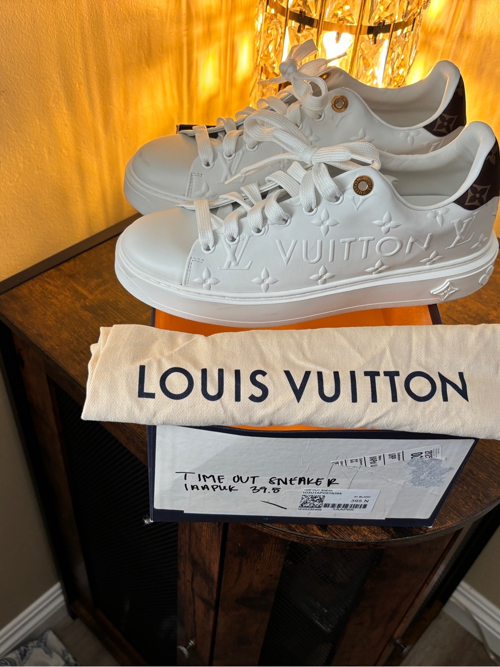 Louis Vuitton White Sneakers with Brown Monogram Heel - Picture 5 of 10